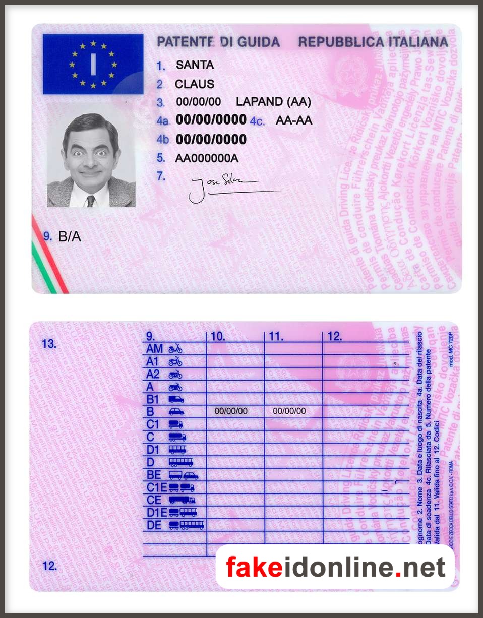 Italy Driver License PSD Template
